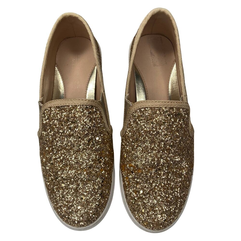 Feversole Slip-On Loafer Sz 7.5 Gold Glitter Holiday Mardi Gras